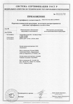 2019.11.16 Тамбов - Приложение к сертификату Изделия крепежные из металла, торговая марка Tech-KREP. Серийный выпуск